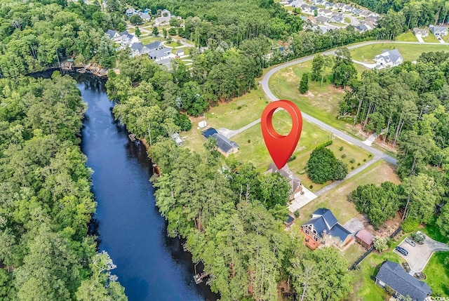 6161 Inman Cir, Conway, SC 29526 - aerial view of property's location with a nearby body of water and a tree filled landscape