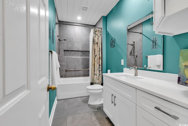 6161 Inman Cir, Conway, SC 29526 - bathroom featuring vanity, shower / bathtub combination with curtain, toilet, and recessed lighting
