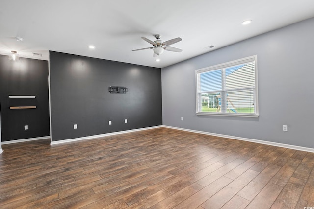 4115 Alvina Way, Myrtle Beach, SC 29579 - unfurnished room featuring ceiling fan, dark wood-type flooring, baseboards, and recessed lighting