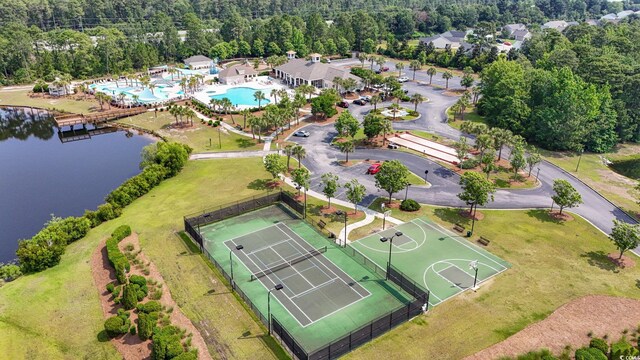 4115 Alvina Way, Myrtle Beach, SC 29579 - aerial view of property's location featuring a pool area and a nearby body of water