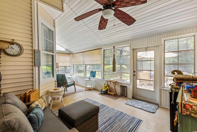 29 Saltwind Loop, Murrells Inlet, SC 29576 - sunroom with a ceiling fan and vaulted ceiling