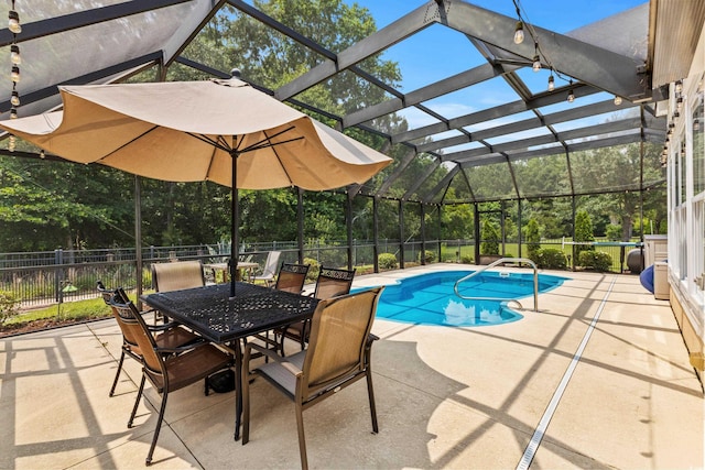 29 Saltwind Loop, Murrells Inlet, SC 29576 - view of swimming pool featuring a patio, a lanai, view of scattered trees, and outdoor dining area