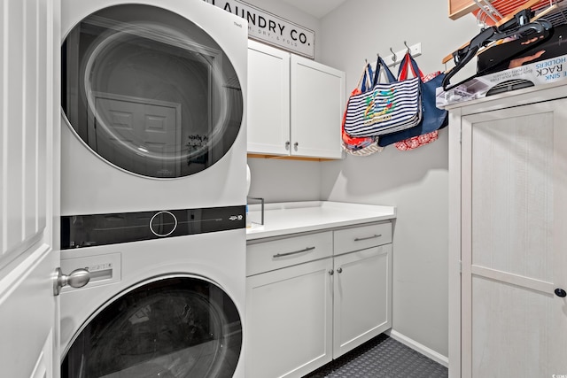 915 Sorano St, Myrtle Beach, SC 29579 - washroom featuring stacked washer / drying machine and cabinet space