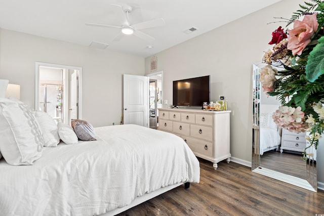 915 Sorano St, Myrtle Beach, SC 29579 - bedroom featuring dark wood-style floors, a ceiling fan, and baseboards