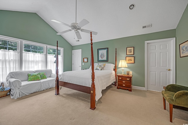 3231 Center Rd, Georgetown, SC 29440 - bedroom with carpet floors, ceiling fan, baseboards, and high vaulted ceiling