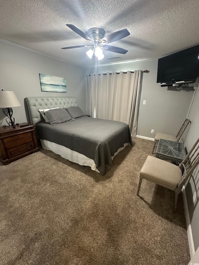 201 Hillside Dr N Unit 111, North Myrtle Beach, SC 29582 - bedroom with carpet flooring, a textured ceiling, and ceiling fan
