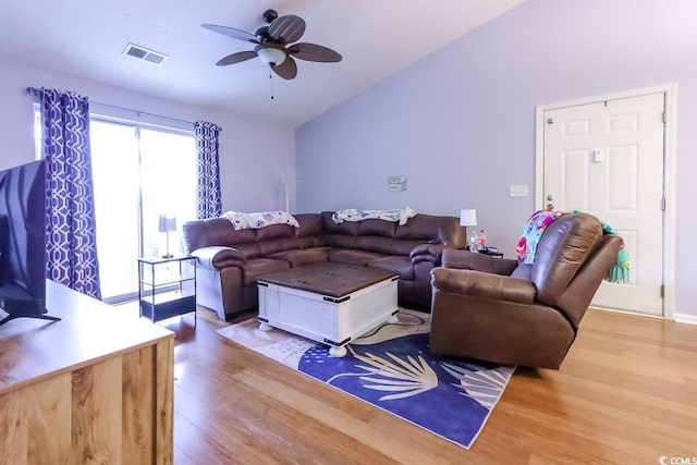 3774 Hitchcock Way Unit 836, Myrtle Beach, SC 29572 - living area with wood finished floors, lofted ceiling, and a ceiling fan