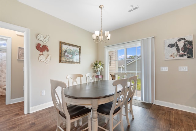 177 Baylee Cir, Galivants Ferry, SC 29544 - dining room with dark wood finished floors and a chandelier