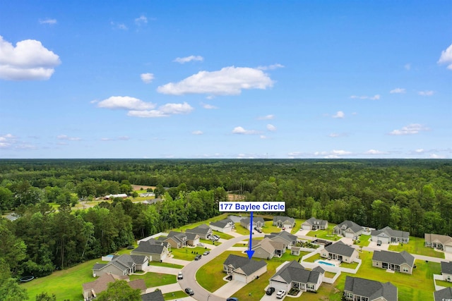177 Baylee Cir, Galivants Ferry, SC 29544 - aerial perspective of suburban area with a forest
