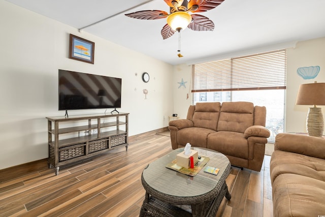 9820 Queensway Blvd Unit 502, Myrtle Beach, SC 29572 - living area featuring a ceiling fan and wood finished floors