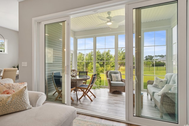 314 Bumble Cir, Murrells Inlet, SC 29576 - entryway with a ceiling fan and wood finished floors