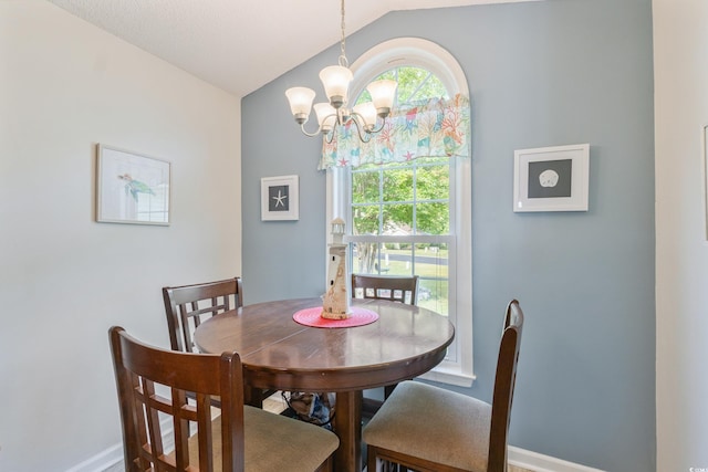 1407 Sunningdale Ln, Myrtle Beach, SC 29588 - dining area featuring vaulted ceiling and a chandelier