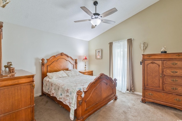 1407 Sunningdale Ln, Myrtle Beach, SC 29588 - bedroom with lofted ceiling, light carpet, and a ceiling fan