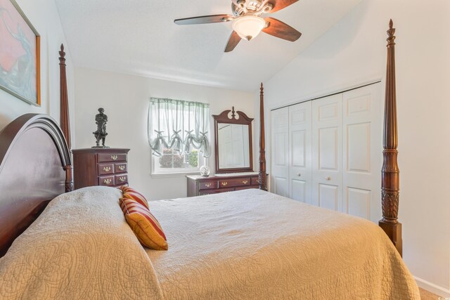 1407 Sunningdale Ln, Myrtle Beach, SC 29588 - bedroom with a closet, ceiling fan, and lofted ceiling