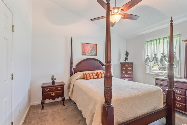 1407 Sunningdale Ln, Myrtle Beach, SC 29588 - bedroom with light carpet, vaulted ceiling, and a ceiling fan