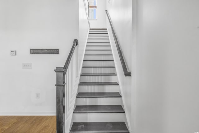 3547 Ladybank Loop, Myrtle Beach, SC 29577 - stairway with baseboards and wood finished floors