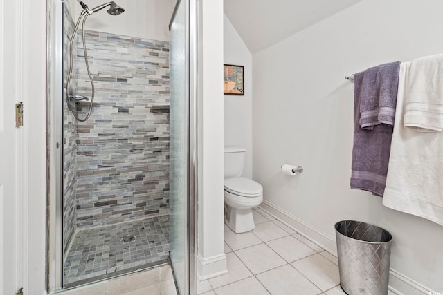 1044 Martin Ln, Conway, SC 29526 - full bathroom with a stall shower, tile patterned floors, and vaulted ceiling