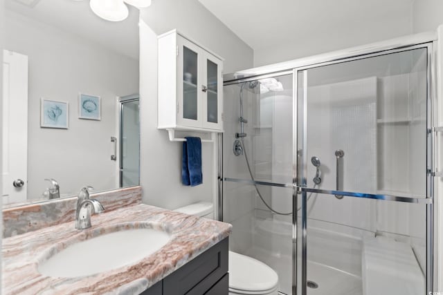 620 Seth Ln, Longs, SC 29568 - bathroom with toilet, vanity, and a stall shower
