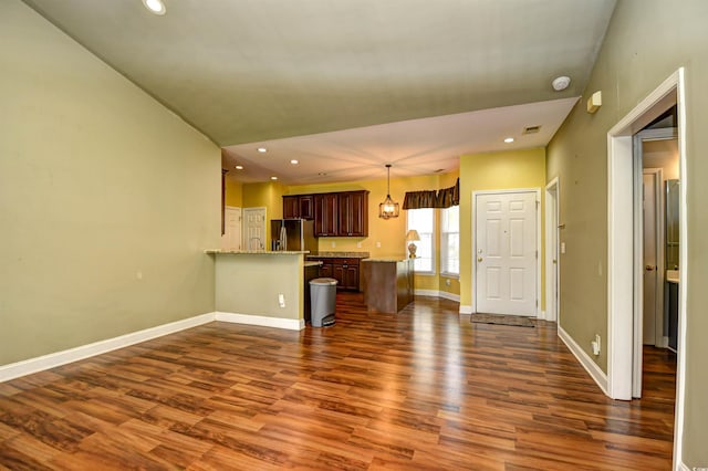 1412 Reid Ct, Myrtle Beach, SC 29588 - unfurnished living room with dark wood finished floors, baseboards, and recessed lighting