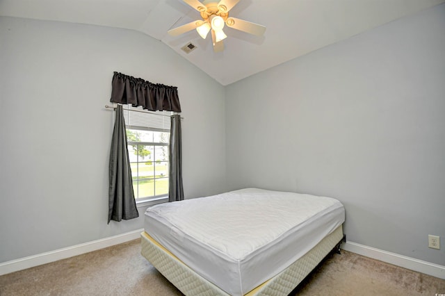 1412 Reid Ct, Myrtle Beach, SC 29588 - bedroom with vaulted ceiling, baseboards, carpet floors, and a ceiling fan
