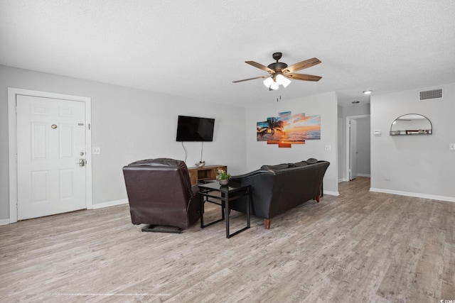 800 9th Ave S Unit E-4, North Myrtle Beach, SC 29582 - living area featuring ceiling fan, light wood-style flooring, and a textured ceiling