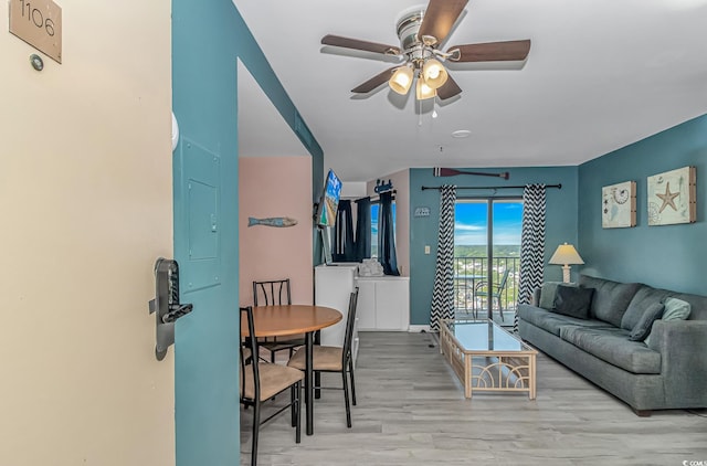 5905 S Kings Hwy Unit 1106, Myrtle Beach, SC 29575 - living area featuring ceiling fan and wood finished floors