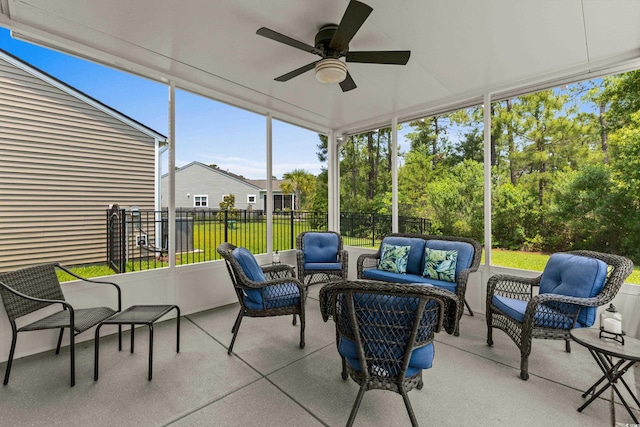 4555 Weekly Dr, Myrtle Beach, SC 29579 - sunroom with an outdoor hangout area and ceiling fan