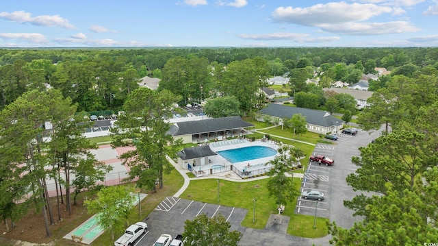 6681 Wisteria Dr, Myrtle Beach, SC 29588 - bird's eye view of a pool and a forest