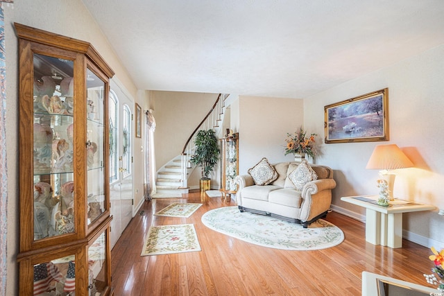 328 Waterside Dr, Myrtle Beach, SC 29577 - entryway featuring stairway, wood finished floors, and baseboards