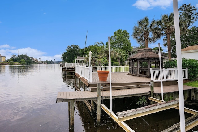 328 Waterside Dr, Myrtle Beach, SC 29577 - dock area featuring a gazebo and a water view
