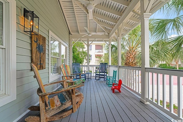 70 Beachwalker Ct, Georgetown, SC 29440 - wooden porch featuring a ceiling fan