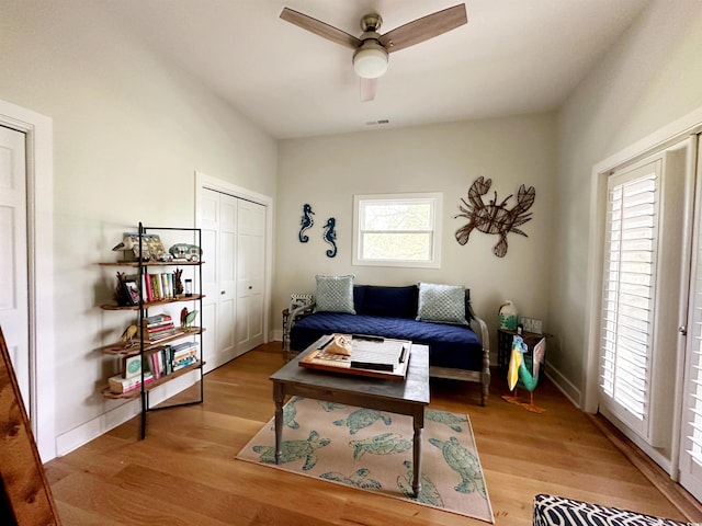 70 Beachwalker Ct, Georgetown, SC 29440 - sitting room with ceiling fan, light wood-style floors, and baseboards