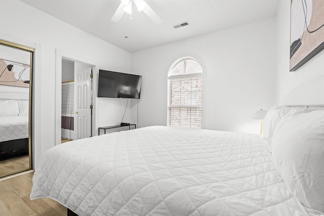 4705 Wild Iris Dr Unit 201, Myrtle Beach, SC 29577 - bedroom featuring wood finished floors and ceiling fan