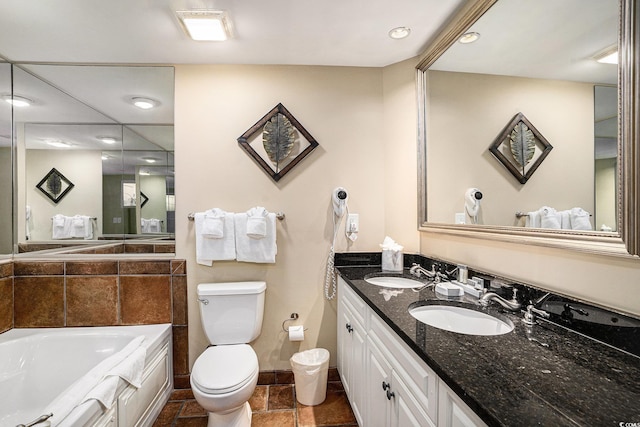100 N Beach Blvd Unit 710, North Myrtle Beach, SC 29582 - bathroom featuring a bath, double vanity, and recessed lighting