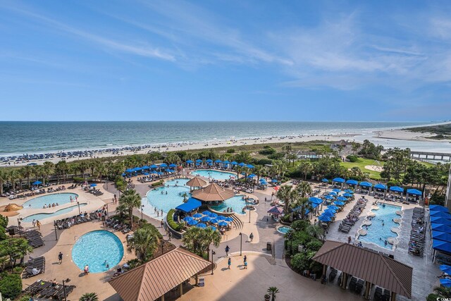 100 N Beach Blvd Unit 710, North Myrtle Beach, SC 29582 - drone / aerial view of a pool and waterfront with a beach