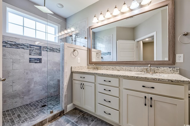 648 Sunnyside Dr Unit 102, Murrells Inlet, SC 29576 - bathroom featuring double vanity and a stall shower