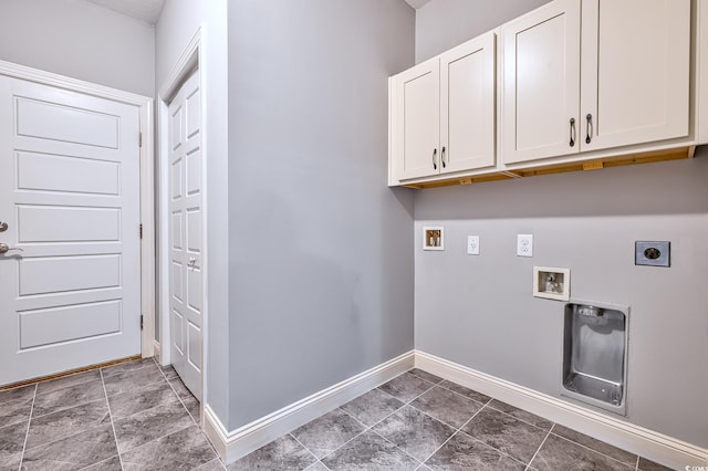 648 Sunnyside Dr Unit 102, Murrells Inlet, SC 29576 - laundry area featuring electric dryer hookup, cabinet space, hookup for a washing machine, and baseboards