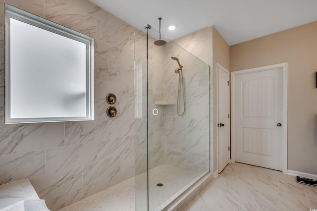 5013 Sassari St, Myrtle Beach, SC 29579 - full bathroom with healthy amount of natural light, a marble finish shower, and marble finish floors