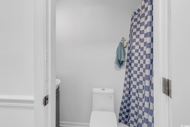 1870 Auburn Dr Unit 22A, Surfside Beach, SC 29575 - bathroom with toilet, curtained shower, and vanity