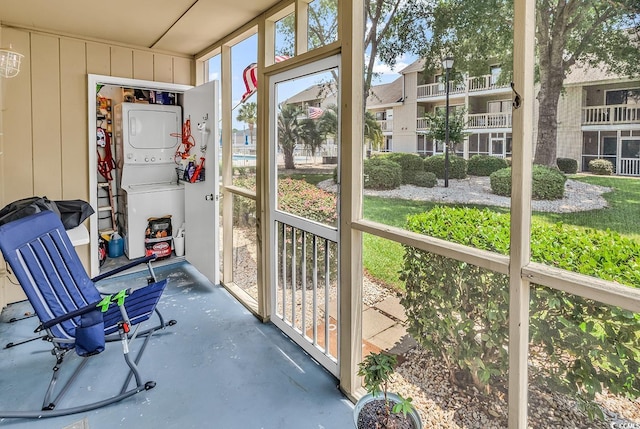 1870 Auburn Dr Unit 22A, Surfside Beach, SC 29575 - sunroom featuring estacked washer and dryer