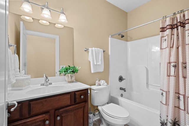 1149 6th Ave S, North Myrtle Beach, SC 29582 - bathroom featuring vanity, shower / tub combo with curtain, and toilet