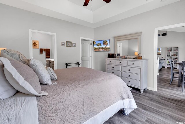 832 Windsor Rose Dr, Conway, SC 29526 - bedroom featuring wood finished floors, ensuite bathroom, baseboards, and a ceiling fan