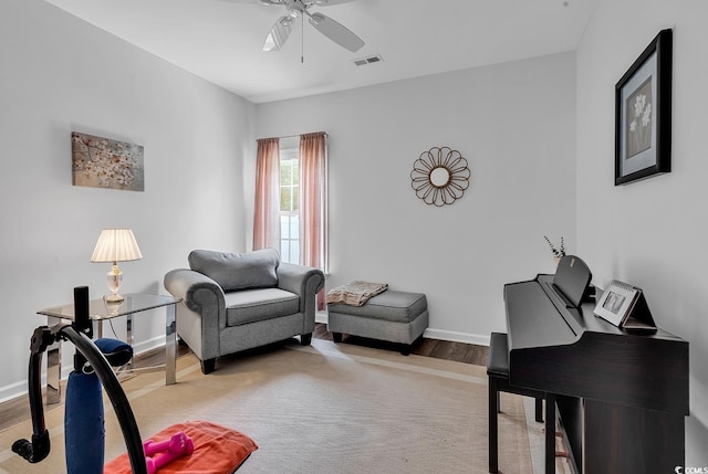 832 Windsor Rose Dr, Conway, SC 29526 - office space featuring ceiling fan, wood finished floors, and baseboards