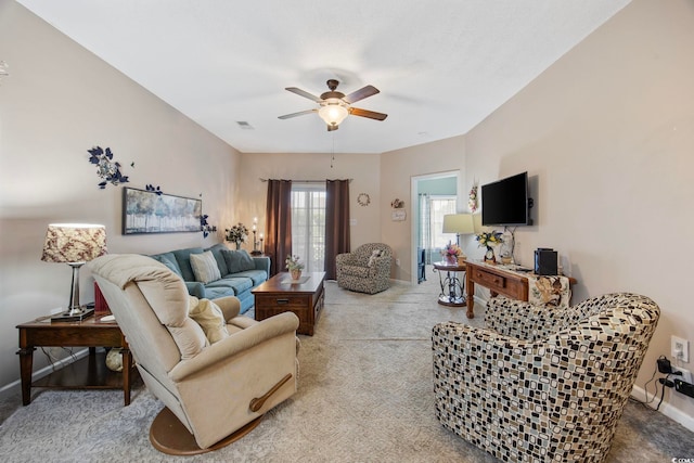 155 Lazy Willow Ln Unit 103, Myrtle Beach, SC 29572 - carpeted living area with a ceiling fan and baseboards