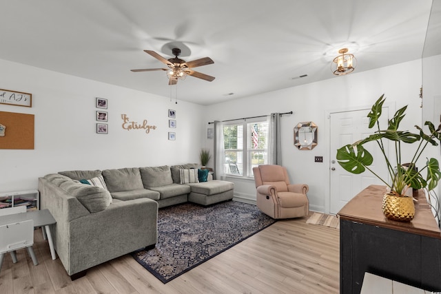 136 Southbury Dr, Myrtle Beach, SC 29588 - living room featuring light wood-type flooring and a ceiling fan