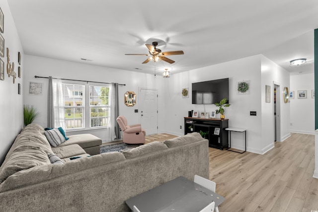 136 Southbury Dr, Myrtle Beach, SC 29588 - living room featuring light wood-style flooring and a ceiling fan