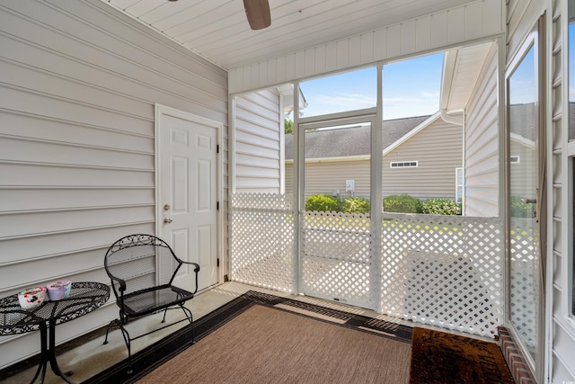 136 Southbury Dr, Myrtle Beach, SC 29588 - unfurnished sunroom with a ceiling fan