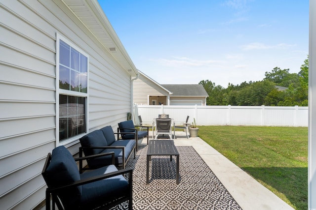 136 Southbury Dr, Myrtle Beach, SC 29588 - fenced backyard featuring outdoor lounge area and a patio area