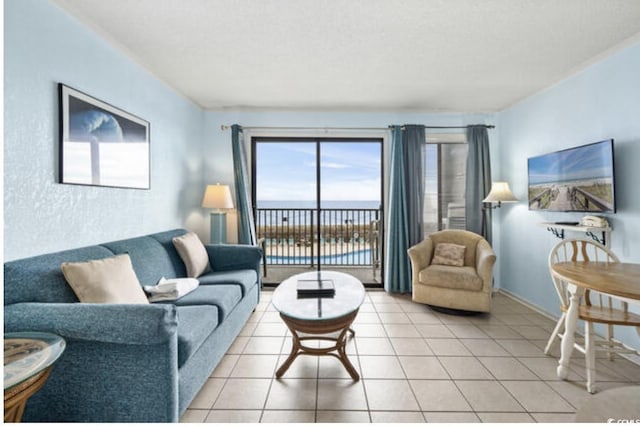 5905 S Kings Hwy Unit 206A, Myrtle Beach, SC 29575 - living room with light tile patterned flooring