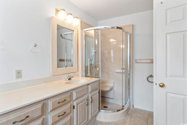 1468 Fox Hollow Way N, Myrtle Beach, SC 29582 - bathroom featuring vanity, a stall shower, and tile patterned flooring